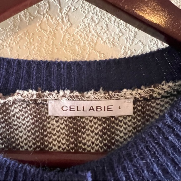 Cellabie Fair Isle Blue Sweater Cardigan Size Large - Picture 4 of 9